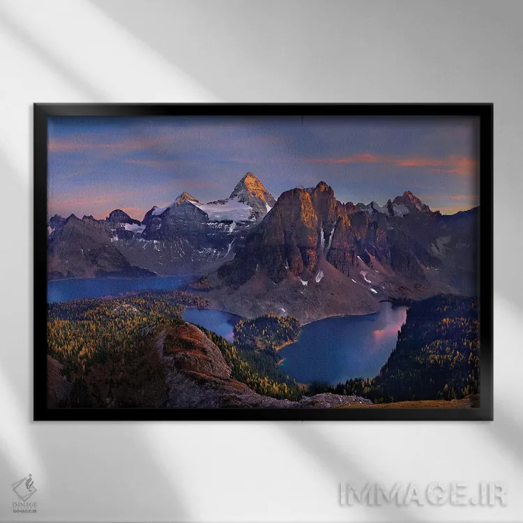 تابلو دکوراتیو کوه آسه نبوین اثر هوا ژو - نمای قابدار مشکی