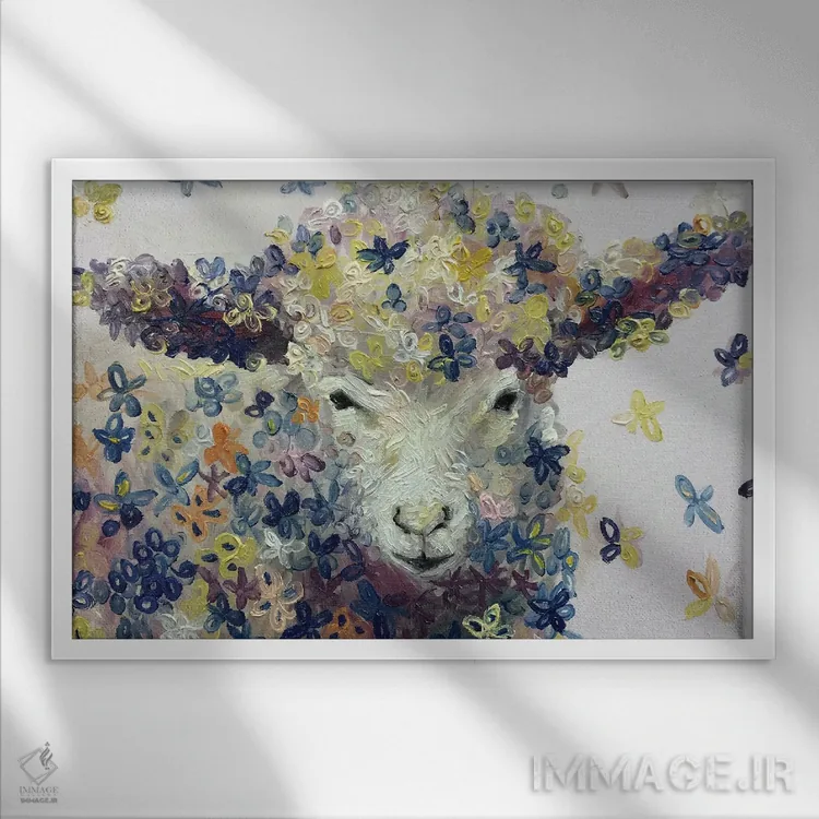 تابلو دکوراتیو گل در گوسفند اثر جونگ-هیون پارک - نمای قابدار سفید