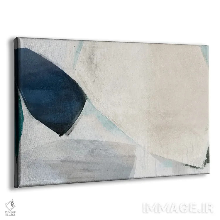 تابلو مینیمال اشکال لکه های آبی دو اثر هیزل جی - نمای پرسپکتیو محصول