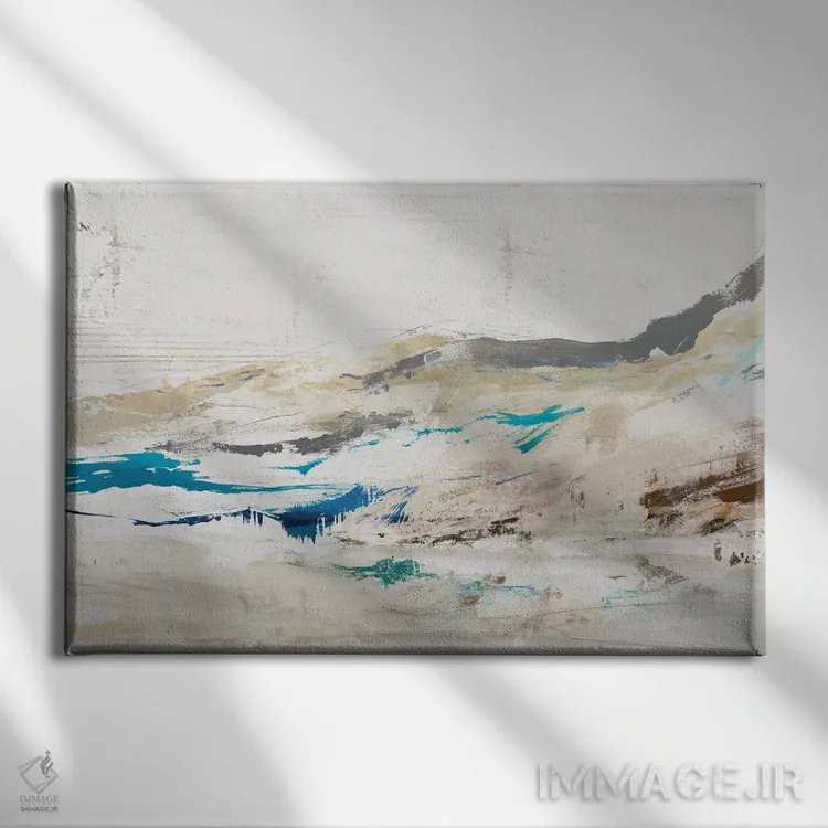 تابلو مینیمال صخره آبی یک اثر ایان سی - نمای روبهرو روی دیوار