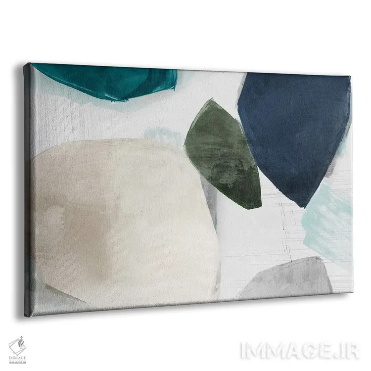 تابلو مینیمال اشکال لکه های آبی یک اثر هیزل جی - نمای پرسپکتیو محصول