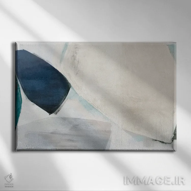 تابلو مینیمال اشکال لکه های آبی دو اثر هیزل جی - نمای روبهرو روی دیوار