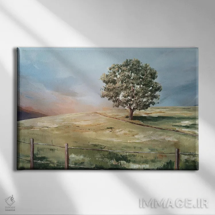 تابلو دکوراتیو درخت غروب اثر ایان سی - نمای روبهرو روی دیوار