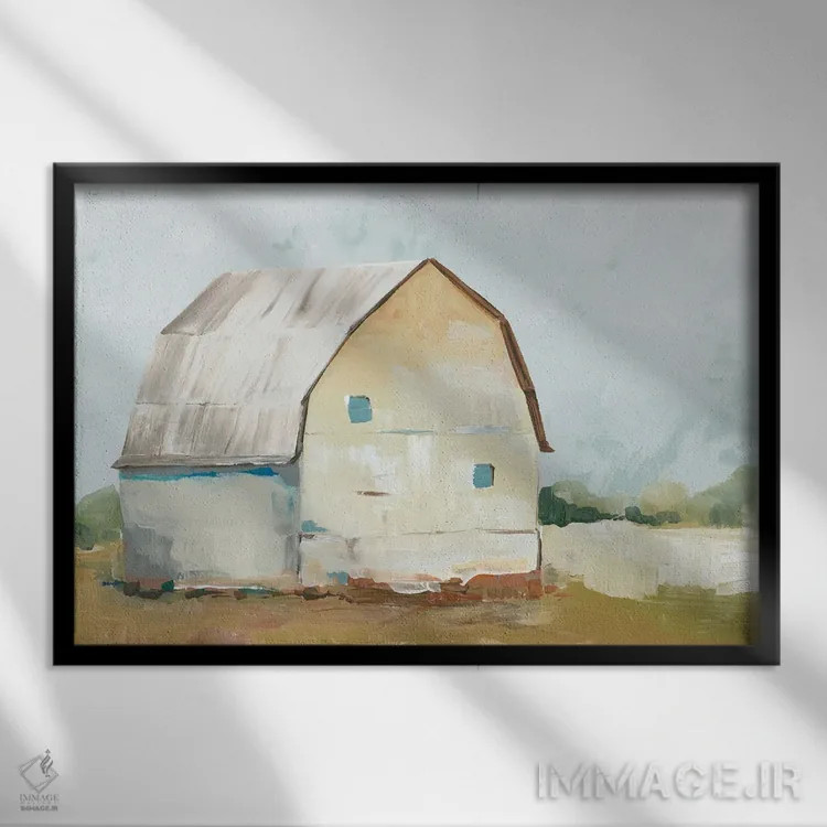 تابلو دکوراتیو انبار زرد دو اثر ایان سی - نمای قابدار مشکی