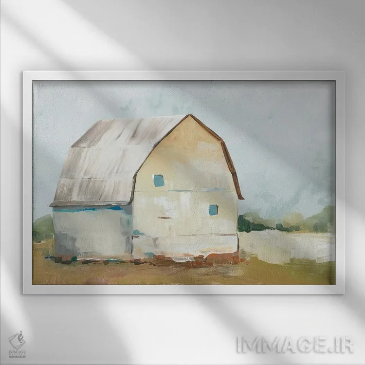 تابلو دکوراتیو انبار زرد دو اثر ایان سی - نمای قابدار سفید