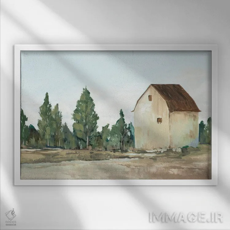 تابلو دکوراتیو انبار زرد سه اثر ایان سی - نمای قابدار سفید