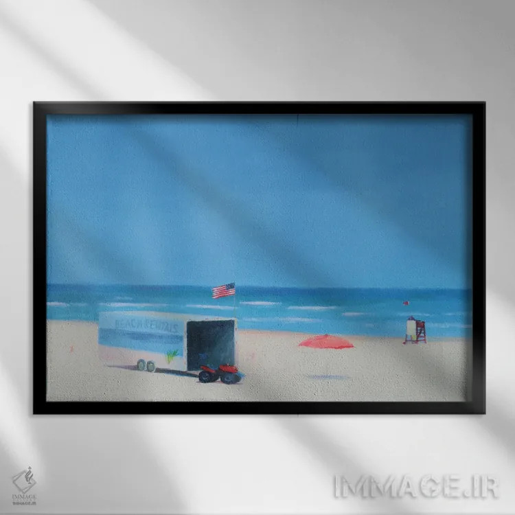 تابلو مدرن اجاره های ساحلی اثر ایوا باکلانه - نمای قابدار مشکی