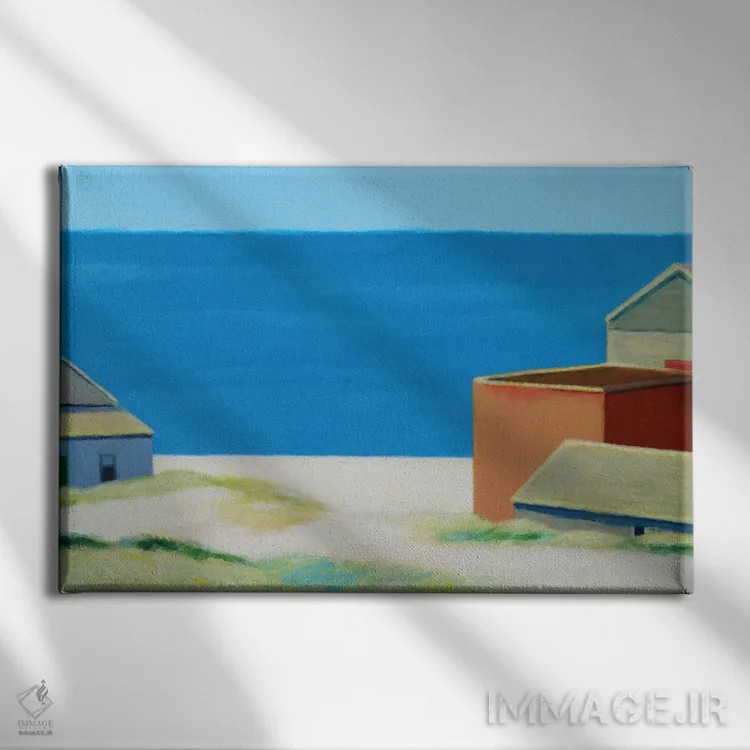 تابلو دکوراتیو خانه های کنار اقیانوس اثر ایوا باکلانه - نمای روبهرو روی دیوار
