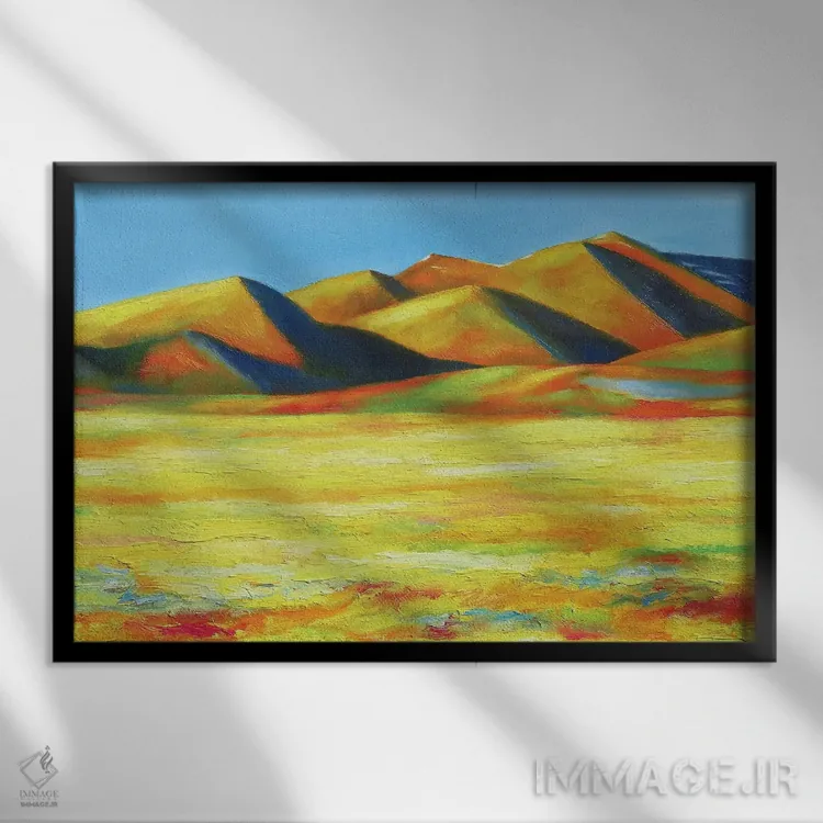 تابلو دکوراتیو دامنه های کوه دوردست اثر ایوا باکلانه - نمای قابدار مشکی