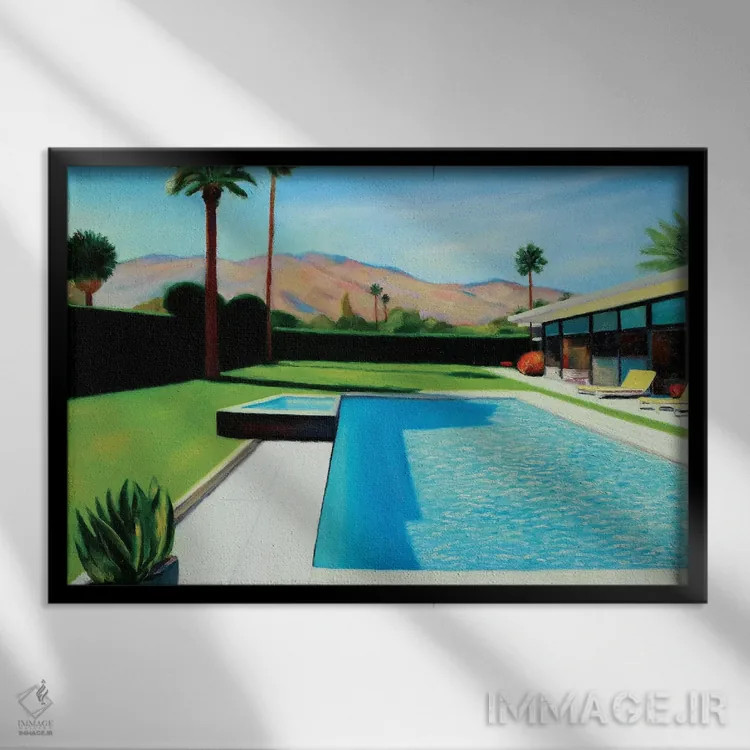 تابلو مدرن دوشنبه پالم اسپرینگز اثر ایوا باکلانه - نمای قابدار مشکی