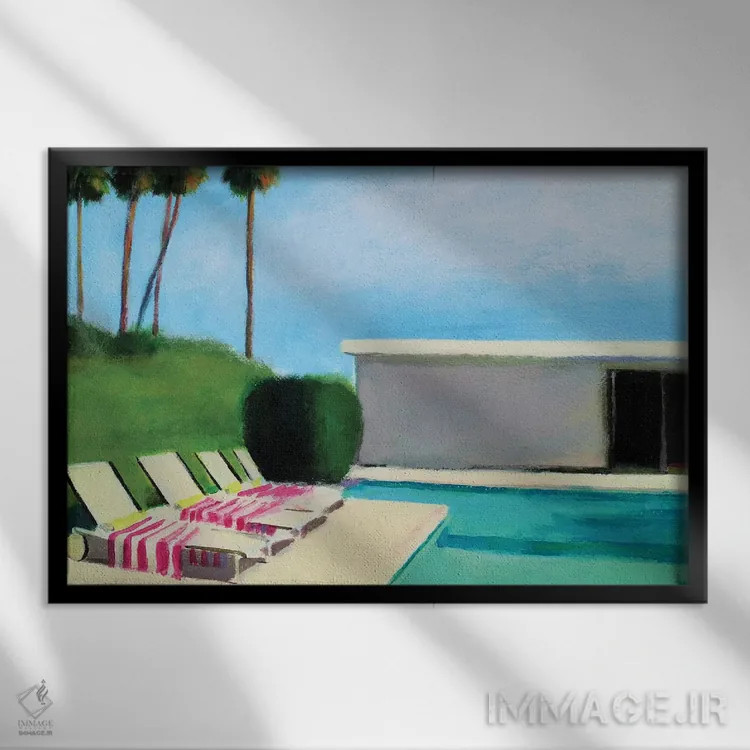 تابلو دکوراتیو کنار استخر شنا اثر ایوا باکلانه - نمای قابدار مشکی