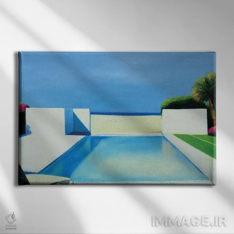 تابلو مدرن استخر کنار ساحل اثر ایوا باکلانه - نمای روبهرو روی دیوار