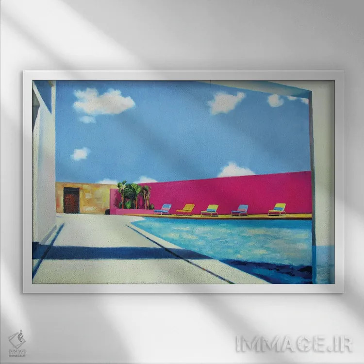 تابلو مدرن آسمان اواخر تابستان اثر ایوا باکلانه - نمای قابدار سفید