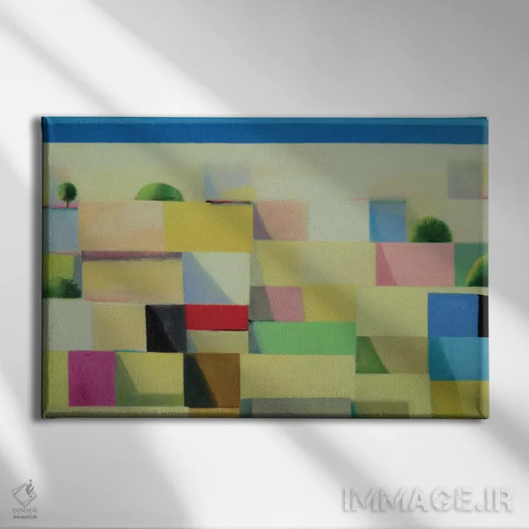 تابلو انتزاعی ساحل آفتابی اثر ایوا باکلانه - نمای روبهرو روی دیوار