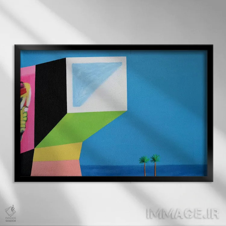 تابلو دکوراتیو خانه با دیوارنویسی اثر ایوا باکلانه - نمای قابدار مشکی