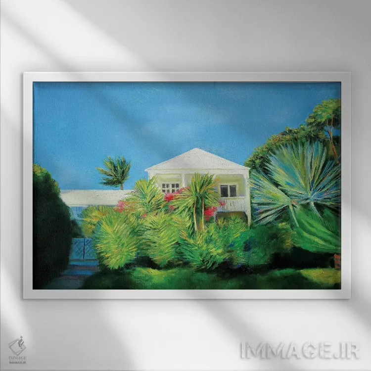 تابلو دکوراتیو ویلای سفید اثر ایوا باکلانه - نمای قابدار سفید
