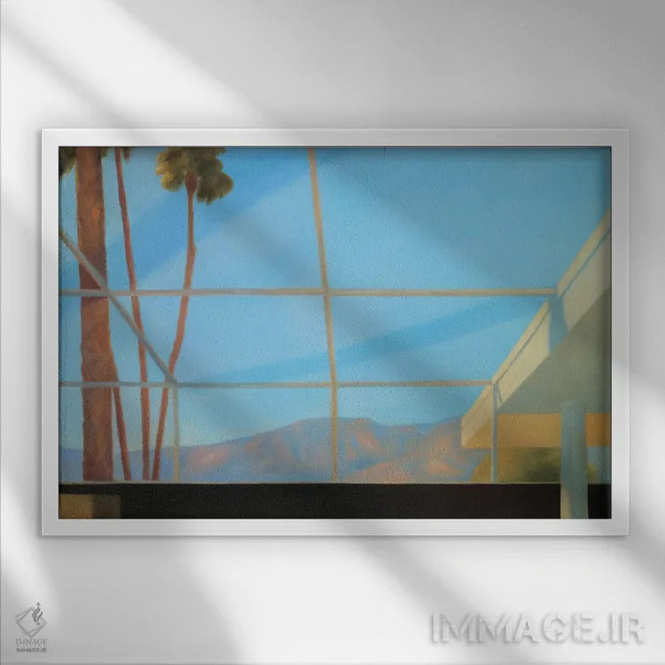 تابلو مدرن اتاق با منظره، منظره کوهستان اثر ایوا باکلانه - نمای قابدار سفید
