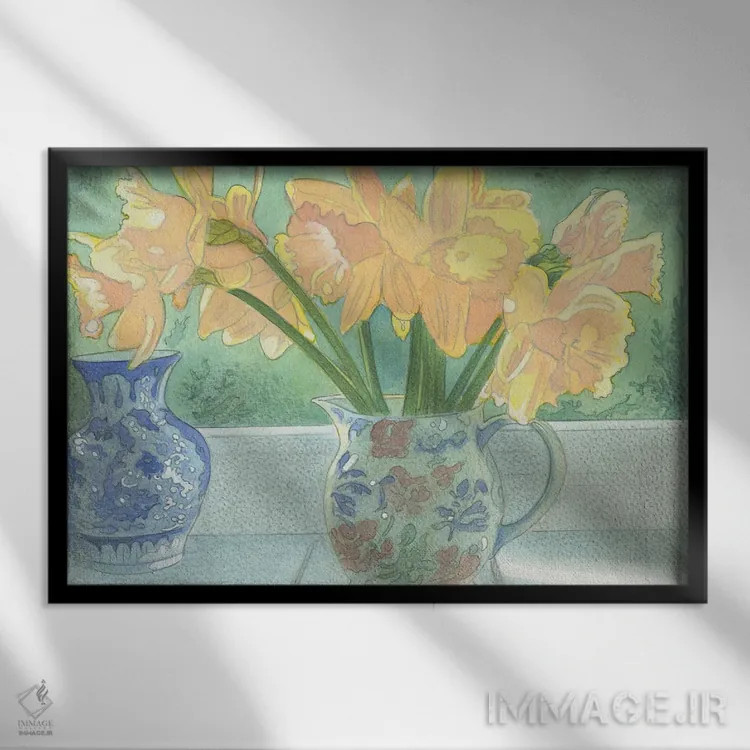 تابلو دکوراتیو نرگس دو اثر ایان بک - نمای قابدار مشکی