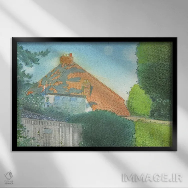 تابلو دکوراتیو ماه روز هنگام در آیلزورث اثر ایان بک - نمای قابدار مشکی