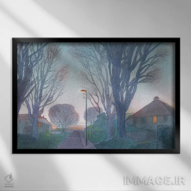 تابلو دکوراتیو عصر زمستانی آیلزورث اثر ایان بک - نمای قابدار مشکی