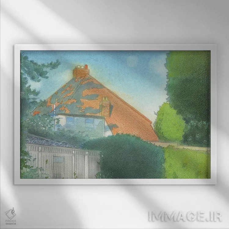 تابلو دکوراتیو ماه روز هنگام در آیلزورث اثر ایان بک - نمای قابدار سفید