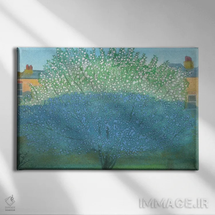 تابلو دکوراتیو شکوفه سیب در سایه اثر ایان بک - نمای روبهرو روی دیوار