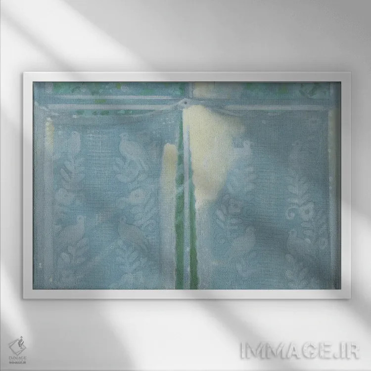 تابلو دکوراتیو نور روی پرده های قدیمی فرانسوی اثر ایان بک - نمای قابدار سفید