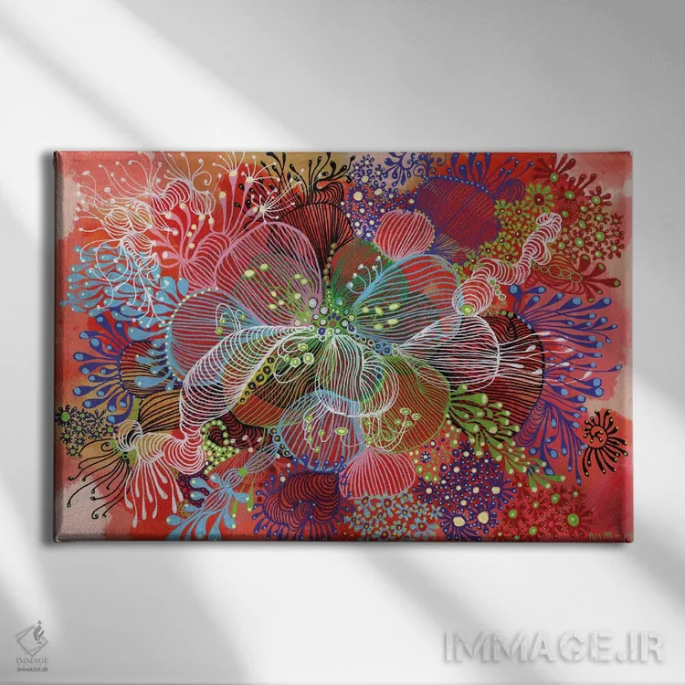 تابلو انتزاعی گل اثر نوئمی ایبارز - نمای روبهرو روی دیوار