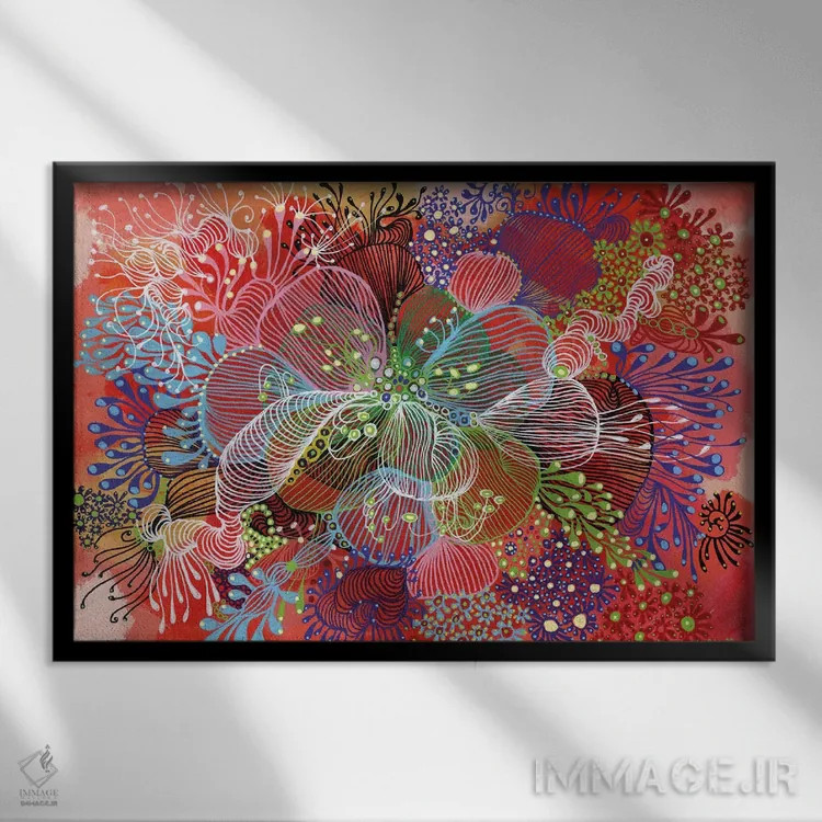 تابلو انتزاعی گل اثر نوئمی ایبارز - نمای قابدار مشکی