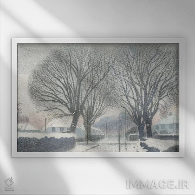تابلو دکوراتیو برف در آیلزوورث اثر ایان بک - نمای قابدار سفید