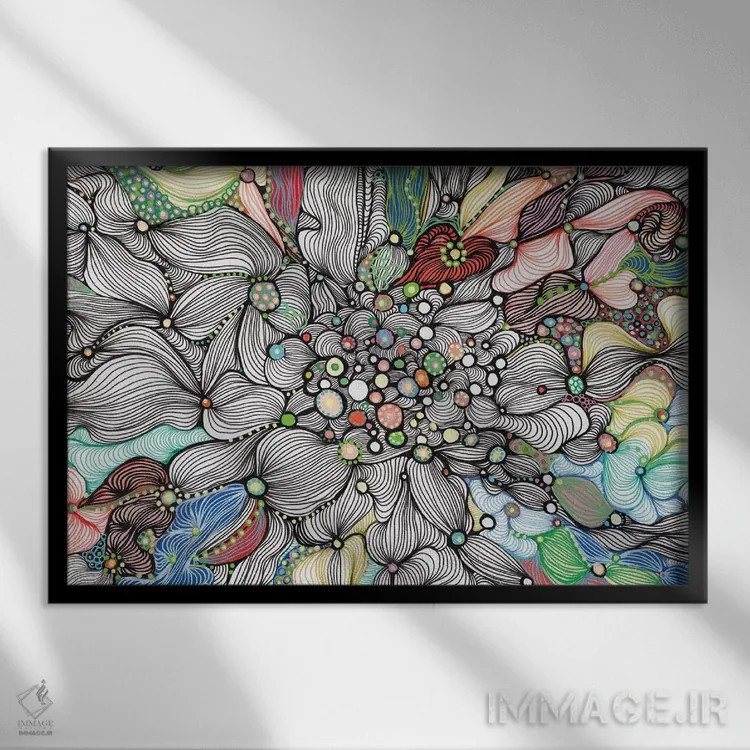 تابلو انتزاعی کف دریا اثر نوئمی ایبارز - نمای قابدار مشکی