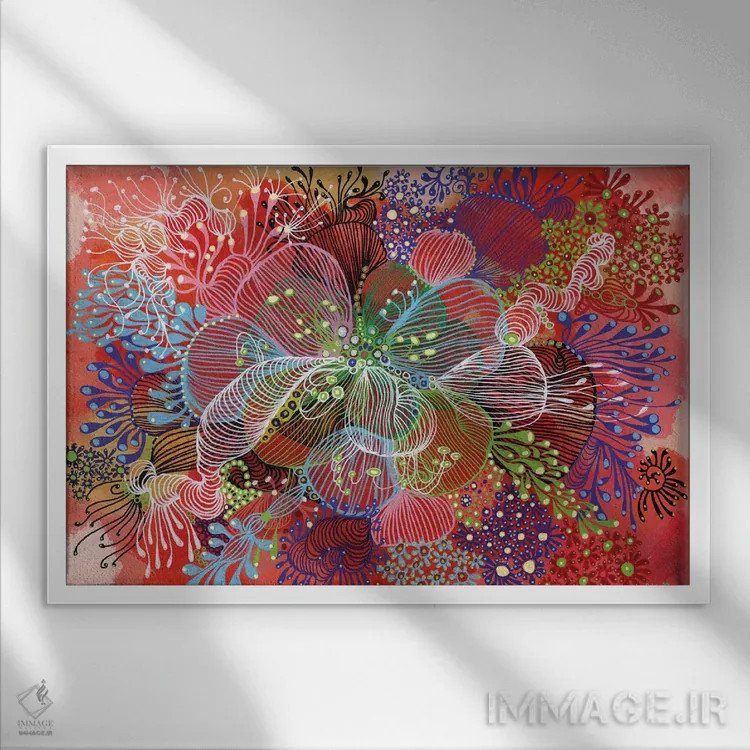 تابلو انتزاعی گل اثر نوئمی ایبارز - نمای قابدار سفید