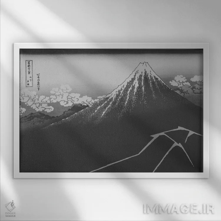 تابلو دکوراتیو طرح صاعقه زیر قله اثر فایو بای فایو کالکتیو - نمای قابدار سفید