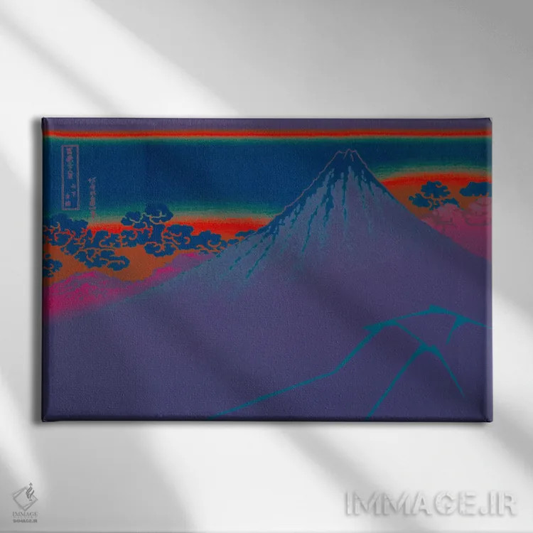 تابلو دکوراتیو صاعقه آبی زیر قله اثر فایو بای فایو کالکتیو - نمای روبهرو روی دیوار