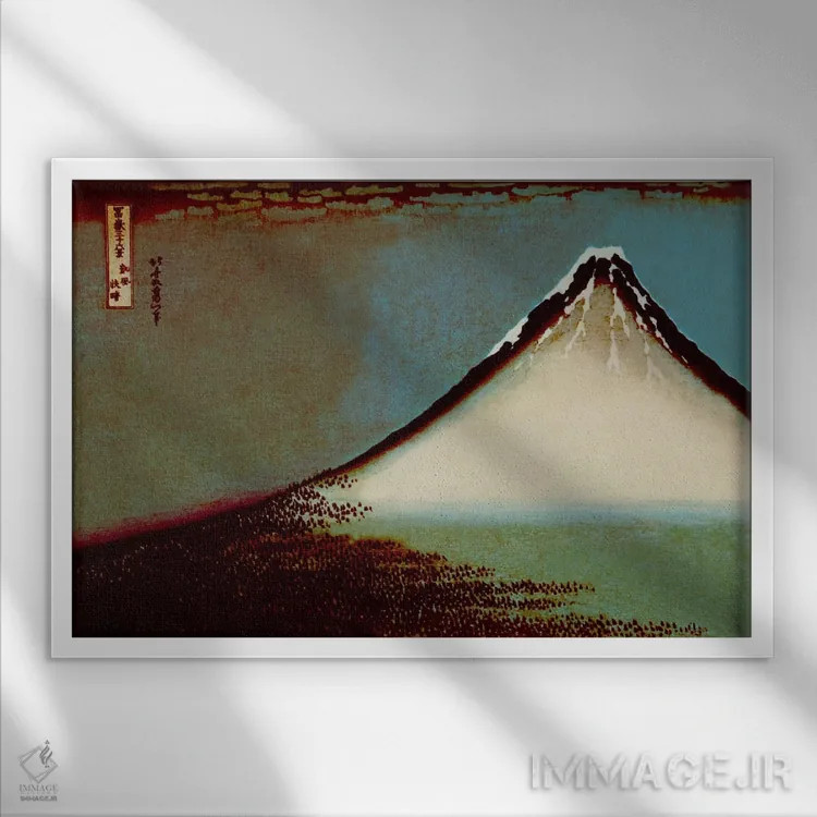 تابلو دکوراتیو کوه فوجی در مه اثر فایو بای فایو کالکتیو - نمای قابدار سفید