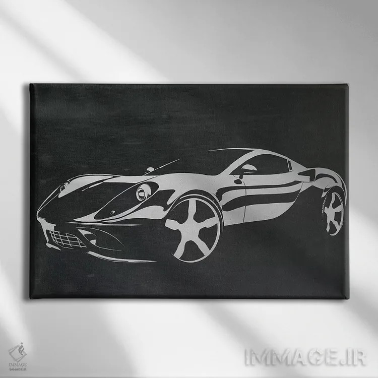 تابلو دکوراتیو رانندگی روی آلومینیوم برس خورده اثر فایو بای فایو کالکتیو - نمای روبهرو روی دیوار