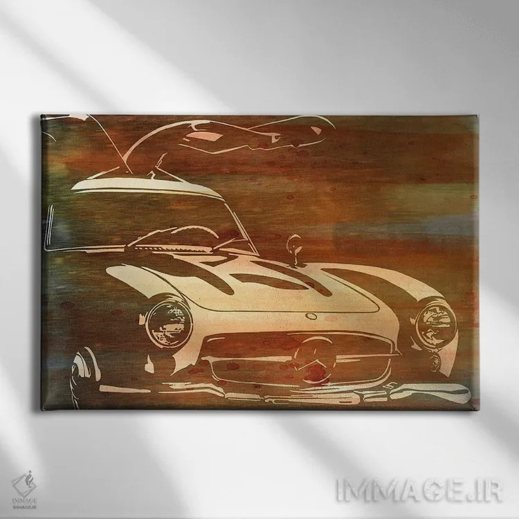 تابلو دکوراتیو بال های قدیمی با آلومینیوم نارنجی برس خورده اثر فایو بای فایو کالکتیو - نمای روبهرو روی دیوار