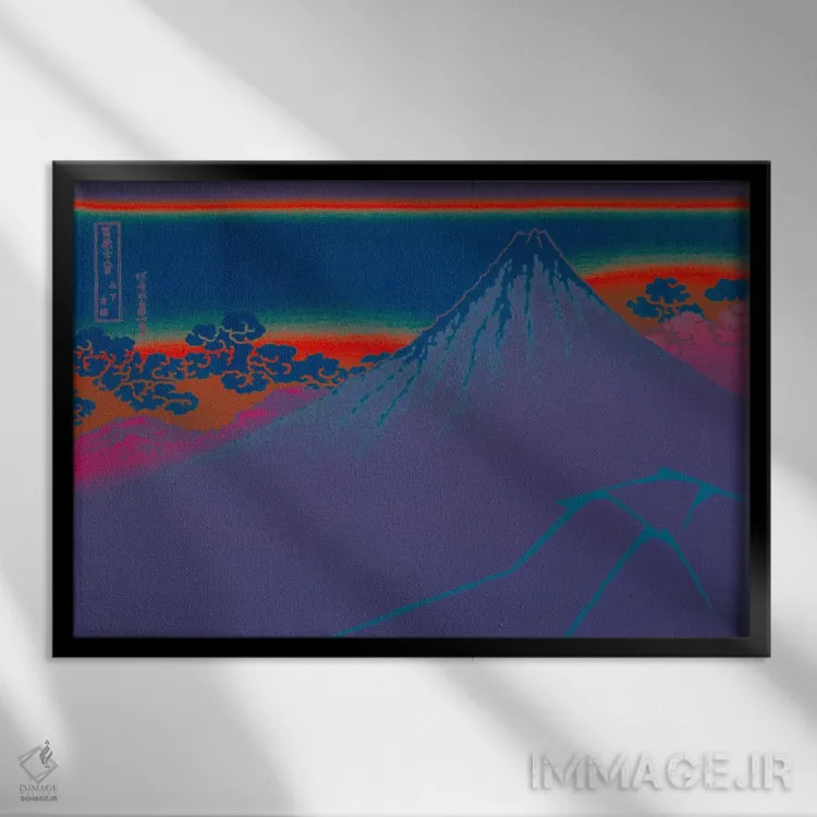 تابلو دکوراتیو صاعقه آبی زیر قله اثر فایو بای فایو کالکتیو - نمای قابدار مشکی