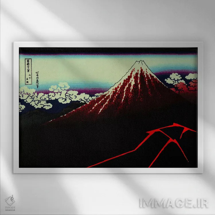 تابلو دکوراتیو صاعقه تیره زیر قله اثر فایو بای فایو کالکتیو - نمای قابدار سفید