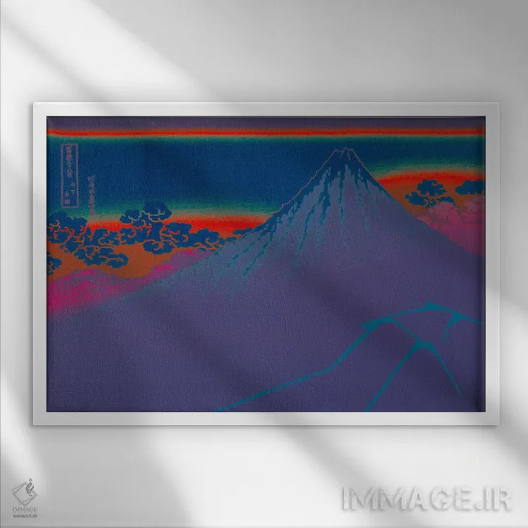 تابلو دکوراتیو صاعقه آبی زیر قله اثر فایو بای فایو کالکتیو - نمای قابدار سفید