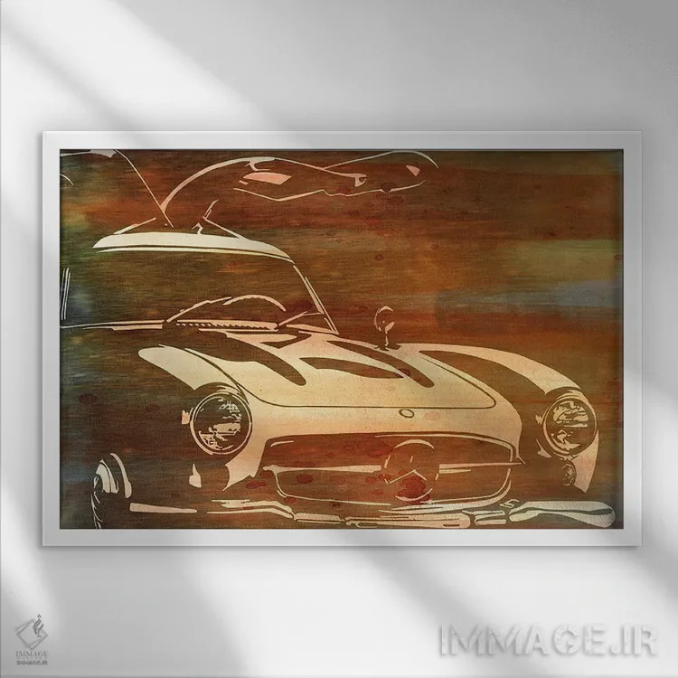 تابلو دکوراتیو بال های قدیمی با آلومینیوم نارنجی برس خورده اثر فایو بای فایو کالکتیو - نمای قابدار سفید