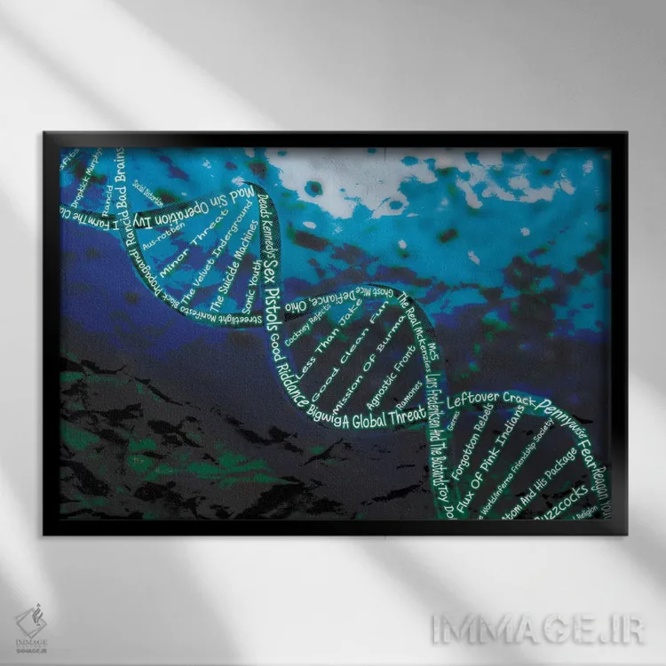 تابلو دکوراتیو موسیقی ساختار ژنتیکی است اثر فایو بای فایو کالکتیو - نمای قابدار مشکی