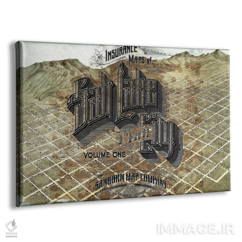 تابلو دکوراتیو Utah Map,نقشه قدیمی شهر سالت لیک، یوتا اثر فایو بای فایو کالکتیو - نمای پرسپکتیو محصول