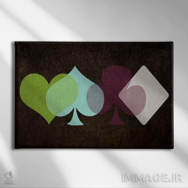 تابلو دکوراتیو خال های کارت روی هم افتاده اثر فایو بای فایو کالکتیو - نمای روبهرو روی دیوار