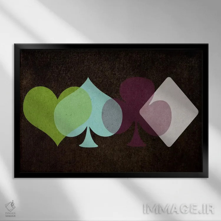 تابلو دکوراتیو خال های کارت روی هم افتاده اثر فایو بای فایو کالکتیو - نمای قابدار مشکی