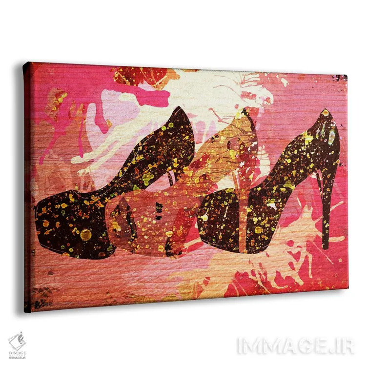 تابلو دکوراتیو کفش های پاشنه بلند با طرح چوبی اثر فایو بای فایو کالکتیو - نمای پرسپکتیو محصول