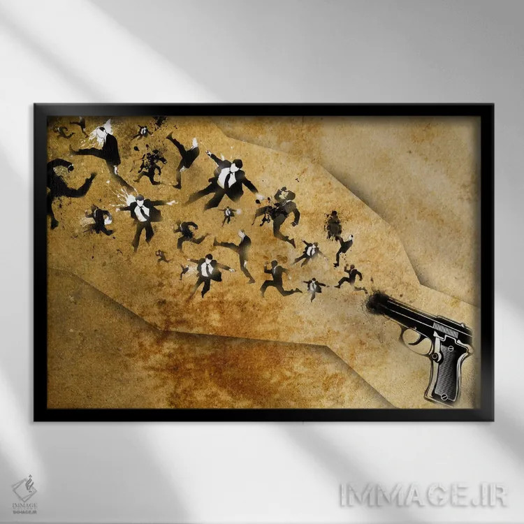 تابلو دکوراتیو پایان اسلحه اثر فایو بای فایو کالکتیو - نمای قابدار مشکی