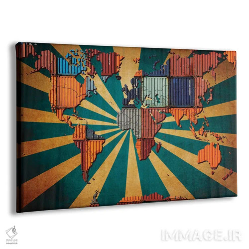 تابلو انتزاعی نقشه جهان کاشی کاری شده آفتاب تابان اثر فایو بای فایو کالکتیو - نمای پرسپکتیو محصول
