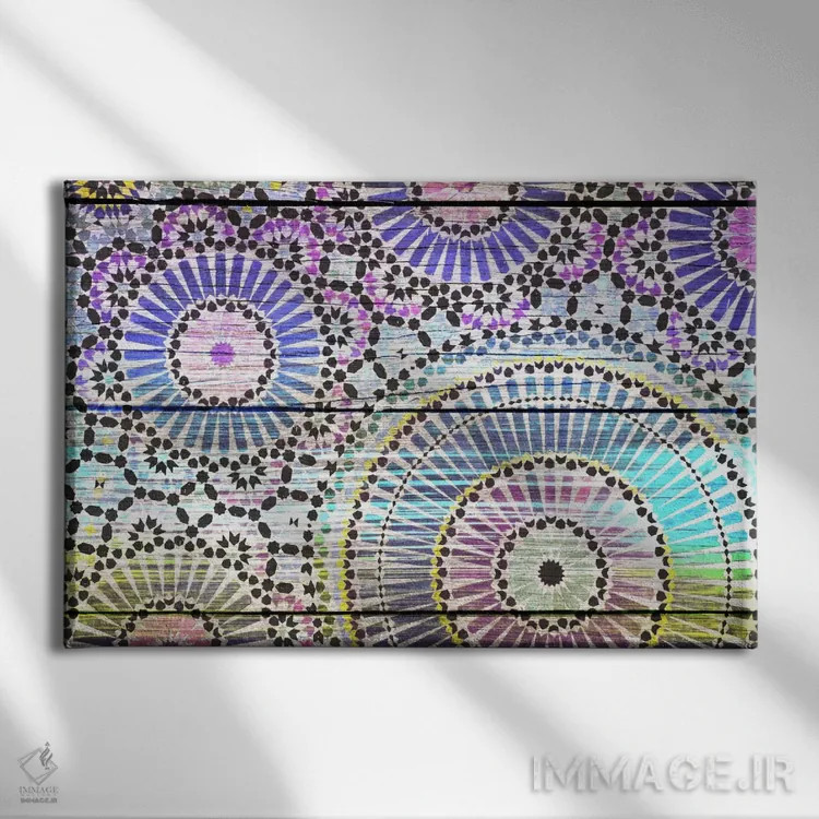 تابلو دکوراتیو طرح چوبی هندی اثر فایو بای فایو کالکتیو - نمای روبهرو روی دیوار