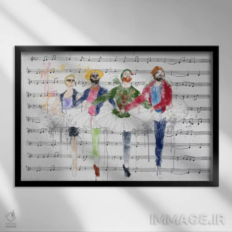 تابلو دکوراتیو با آهنگ خودم می رقصم اثر فایو بای فایو کالکتیو - نمای قابدار مشکی